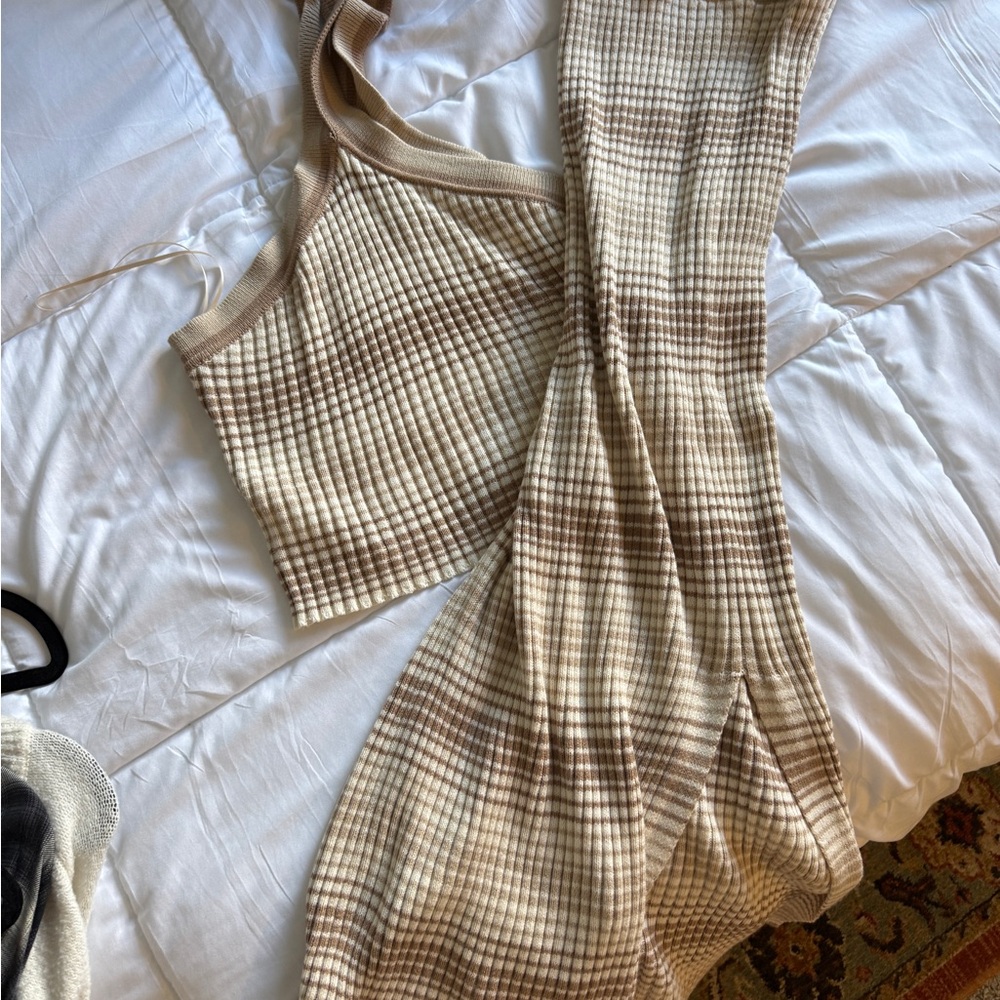 Sincerely Jules Tan and Cream Midi Skirt